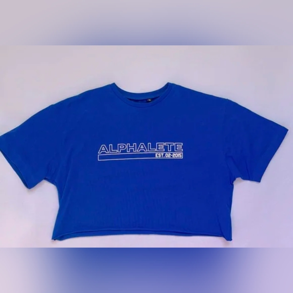 Woman's Alphalete Crop Top Bright Blue Size Small